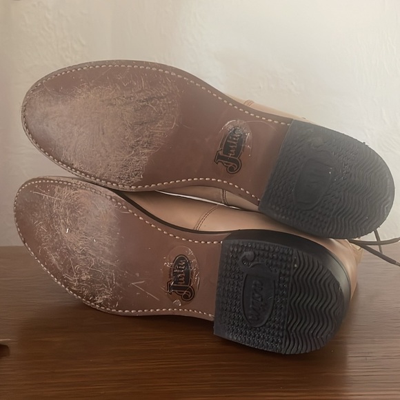 Vintage Justin Roper Boots Cream Leather Combat Lace-Up Youth 4 Women's Size 6 - Picture 5 of 10